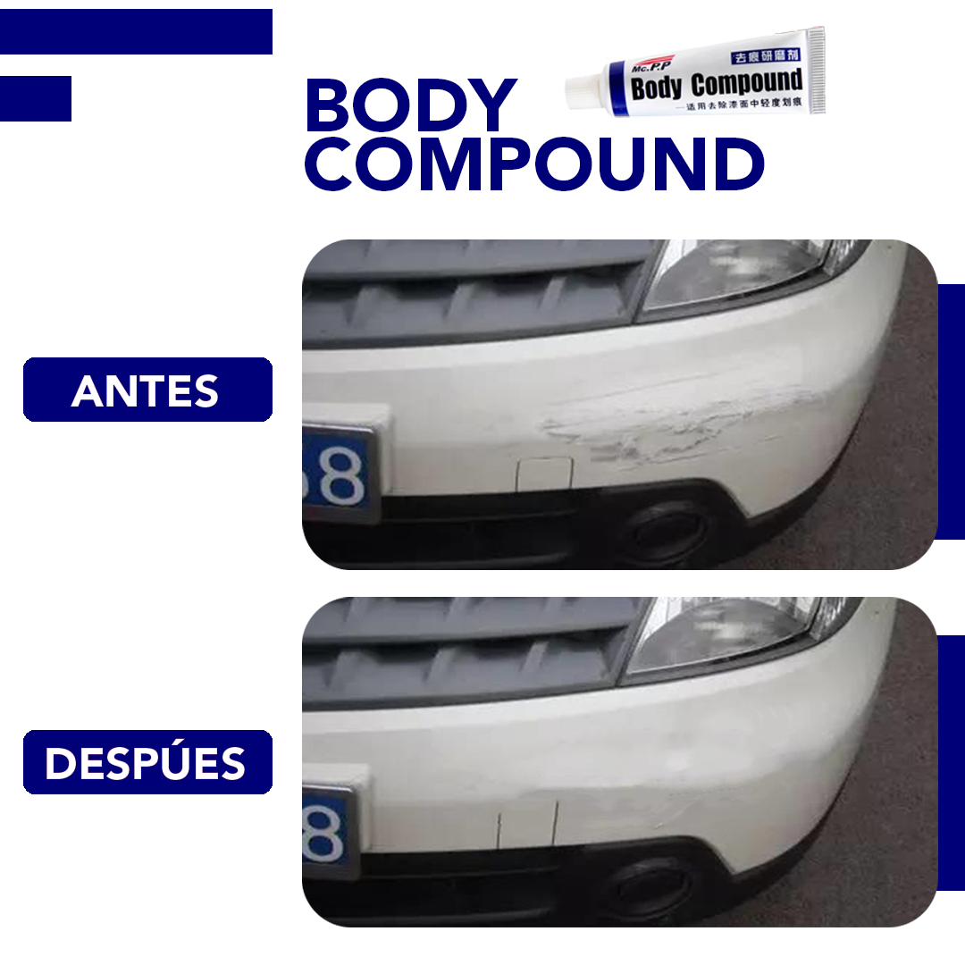 Body Compound es más que un simple pulidor. Nuestra fórmula única penetra en la superficie de la pintura, eliminando eficazmente los arañazos y devolviéndole a tu auto su brillo original. 